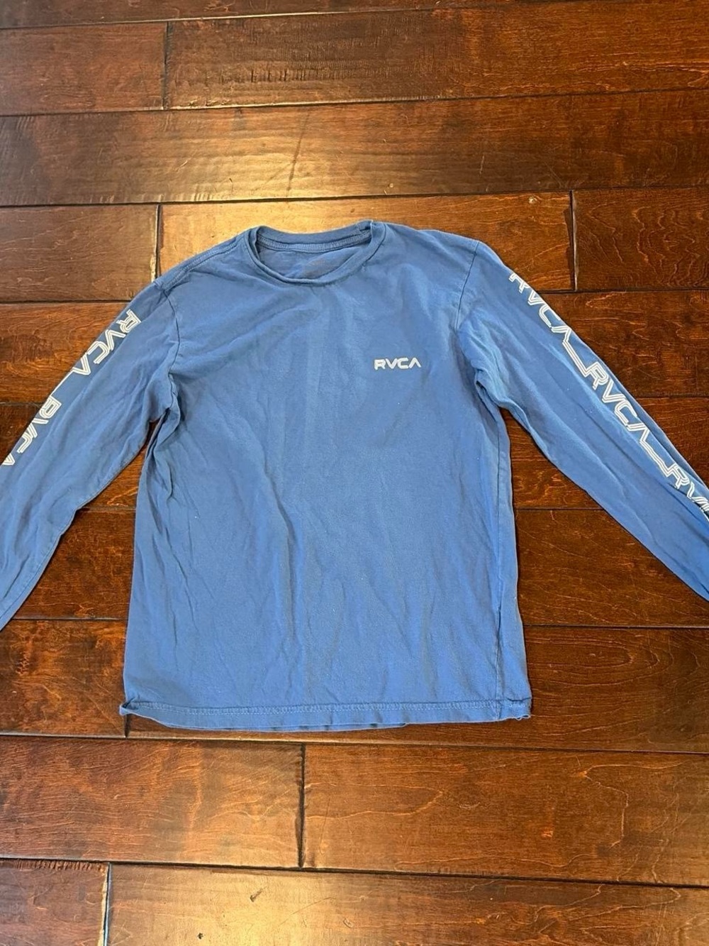 RVCA Blue Crew Neck Long Sleeve with Orange Logo